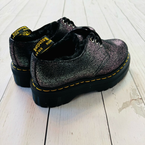 Dr Martens Women’s Holly Platform Retro Quad Gunmetal Shoes Size 7 - Picture 5 of 11